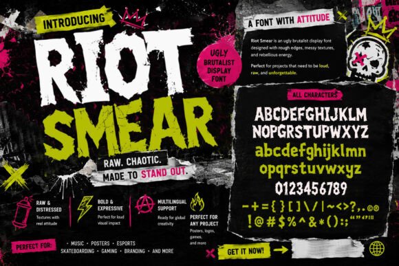 Riot Smear: Bold Brutalist Display Font